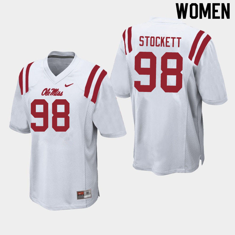 Women #98 Lawson Stockett Ole Miss Rebels College Football Jerseys Sale-White